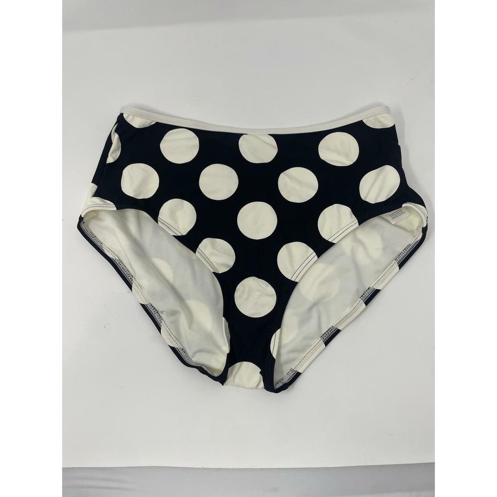 Kate Spade Women's Black/White High Waist Bikini Bottom Dots Size L - Picture 2 of 4